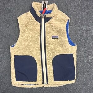 Patagonia Kids' Tan and Navy Fleece Vest